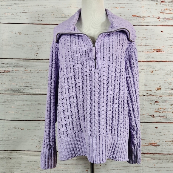 AERIE Chunky Quarter Zip Sweater (M) - Picture 2 of 7